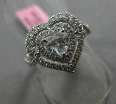 ESTATE 1.23CT ROUND & HEART DIAMOND 18KT WHITE GOLD HEART SHAPE DOUBLE HALO RING