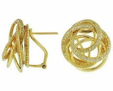 ESTATE 1.25CT DIAMOND 14KT YELLOW GOLD 3D CIRCULAR LOVE KNOT CLIP ON EARRINGS