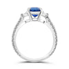 2.84CT DIAMOND & AAA SAPPHIRE PLATINUM 3D CUSHION SEMI ETETNITY ENGAGEMENT RING
