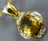 ESTATE LARGE 2.06CT DIAMOND & AAA YELLOW TOPAZ 14KT 2 TONE GOLD 3D PENDANT #489