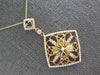 1.43CT WHITE & FANCY YELLOW DIAMOND 18KT ROSE GOLD OPEN FILIGREE SQUARE PENDANT