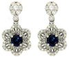 LARGE 2.10CT DIAMOND & AAA SAPPHIRE 14KT WHITE GOLD FLOWER FUN HANGING EARRINGS