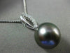 ESTATE .11CT DIAMOND 14K WHITE GOLD 3D TAHITIAN PEARL OPEN LEAF FLOATING PENDANT