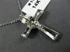 ANTIQUE .10CT DIAMOND 14KT WHITE GOLD 3D CLASSIC PAVE HEART CROSS PENDANT #16637