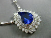 ESTATE LARGE 4.94CT DIAMOND & TANZANITE 18K WHITE GOLD DROP DOUBLE HALO NECKLACE