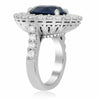 LARGE 12.19CT DIAMOND & AAA SAPPHIRE PLATINUM 3D COCKTAIL OVAL DOUBLE HALO RING