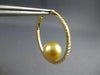 ESTATE LARGE .55CT DIAMOND & AAA GOLDEN SOUTH SEA PEARL 18KT YELLOW GOLD HOOP EARRINGS