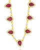 8.0CT DIAMOND & AAA RUBY 14K YELLOW GOLD PEAR SHAPE & ROUND BY THE YARD NECKLACE