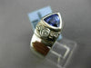 ESTATE WIDE .97CT DIAMOND & AAA TANZANITE 14K WHITE GOLD 3D TRILLION ETOILE RING