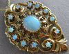 ANTIQUE LARGE VICTORIAN FIERY OPAL 14KT YELLOW GOLD FILIGREE PIN PENDANT #20240