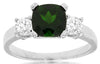 1.90CT DIAMOND & AAA RUSSALITE 14K WHITE GOLD 3D CUSHION & ROUND ENGAGEMENT RING
