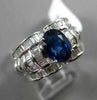 ESTATE WIDE 3.27CT DIAMOND & SAPPHIRE 18K WHITE GOLD 3D FILIGREE ENGAGEMENT RING