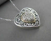 ESTATE .30CT DIAMOND 14KT YELLOW GOLD & 925 SILVER HEART FILIGREE PENDANT #21980