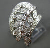 ANTIQUE WIDE .60CT OLD MINE DIAMOND 14K WHITE GOLD FILIGREE LEAF FUN RING #21792