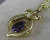 ESTATE 1CTW HANGING DIAMOND AMETHYST 14K GOLD OPEN BOW PENDANT + CHAIN #21Mx11MM