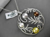 ESTATE LARGE 1.30CT DIAMOND & MULTI COLOR PEARL 18K WHITE GOLD FLOATING PENDANT