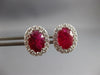LARGE 3.92CT DIAMOND & AAA RUBY 18KT WHITE GOLD OVAL & ROUND HALO STUD EARRINGS