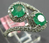 ESTATE 1.55CT DIAMOND & AAA EMERALD 18KT WHITE GOLD LOVE KNOT INFINITY FUN RING