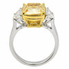 ESTATE EXTRA LARGE 7.09CT WHITE & CANARY DIAMOND 18K 2 TONE GOLD ENGAGEMENT RING