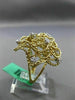 ESTATE EXTRA LARGE .23CT DIAMOND 18KT TWO TONE GOLD 3D HANDCRAFTED FLOWER RING