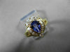 ESTATE 1.33CT DIAMOND & AAA PEAR TANZANITE 14K YELLOW GOLD 3D COCKTAIL RING 9787