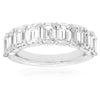 LARGE 4.60CT DIAMOND 14K WHITE GOLD 3D EMERALD CUT SHARED PRONG ANNIVERSARY RING