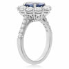 ESTATE 2.85CT DIAMOND & AAA SAPPHIRE 18K WHITE GOLD 3D OVAL HALO ENGAGEMENT RING