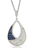.50CT DIAMOND & AAA SAPPHIRE MOTHER OF PEARL 14KT WHITE GOLD TEAR DROP PENDANT