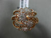 ESTATE LARGE 1.56CT DIAMOND 18KT ROSE GOLD 3D MULTI ROW CRISS CROSS FLOWER RING