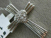 ANTIQUE .10CT DIAMOND 14KT WHITE GOLD 3D CLASSIC PAVE HEART CROSS PENDANT #16637