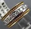 ESTATE WIDE .64CT ROUND DIAMOND 14K WHITE & YELLOW GOLD 8 STONE MENS RING #19919