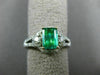 ESTATE 1.44CT DIAMOND & AAA EMERALD 14KT 2 TONE GOLD SQUARE HALO ENGAGEMENT RING