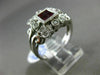 ESTATE 1.05CT DIAMOND & AAA RUBY 18KT WHITE GOLD 3D SQUARE FILIGREE FLORAL RING