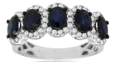 2.64CT DIAMOND & AAA SAPPHIRE 14KT WHITE GOLD 3D OVAL & ROUND ANNIVERSARY RING