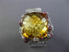 LARGE 17.10CT DIAMOND PINK SAPPHIRE & CITRINE 18KT WHITE GOLD SQUARE FLAME RING