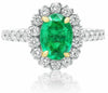 ESTATE 2.35CT DIAMOND & AAA EMERALD 14K 2 TONE GOLD OVAL FRIENDSHIP PROMISE RING