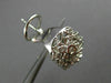 ESTATE LARGE 1.0CT DIAMOND 14KT WHITE GOLD 3D FLOWER CLIP ON HANGING EARRINGS