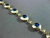 ESTATE 14KT YELLOW GOLD & ROUND BLUE CRYSTAL FLORAL EVIL EYE BRACELET #22954