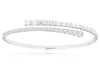 WIDE 3.85CT DIAMOND 14K WHITE GOLD ROUND EMERALD CUT CRISS CROSS BANGLE BRACELET