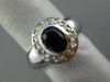 ESTATE LARGE .83CT DIAMOND & SAPPHIRE 14K WHITE GOLD BEZEL HALO ENGAGEMENT RING