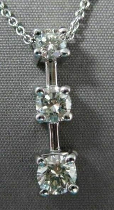 ESTATE LARGE .66CT ROUND DIAMOND 14KT WHITE GOLD 3 STONE FLOATING PENDANT #16660