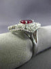 ESTATE EXTRA LARGE 3.05CT DIAMOND & AAA PEAR SHAPE RUBY 14KT WHITE GOLD 3D RING