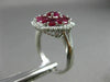 ESTATE LARGE 1.80CT DIAMOND & AAA RUBY 18KT WHITE GOLD 3D HALO FLOWER LOVE RING