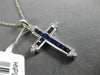 ESTATE .79CT ROUND DIAMOND & AAA PRINCESS SAPPHIRE 18K WHITE GOLD CROSS PENDANT