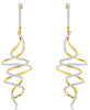 0.43CT DIAMOND 14K 2 TONE GOLD MULTI ROW DOUBLE SWIRL CHANDELIER HANGING EARRINGS