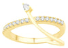 .30CT DIAMOND 14K YELLOW GOLD ROUND & PEAR SHAPE SOLITAIRE CRISS CROSS LOVE RING