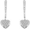 ESTATE .34CT DIAMOND 14KT WHITE GOLD 3D CLUSTER HEART HANGING EARRINGS