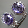 ESTATE LARGE 9.43CT DIAMOND & AAA AMETHYST 14K WHITE GOLD 3D OVAL HALO EARRINGS