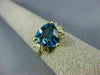 LARGE 4.05CT DIAMOND & AAA LONDON BLUE TOPAZ 14KT 2 TONE GOLD TRILLION FUN RING