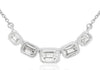 .80CT DIAMOND 14KT WHITE GOLD EMERALD CUT 5 STONE BEZEL GRADUATING LOVE NECKLACE